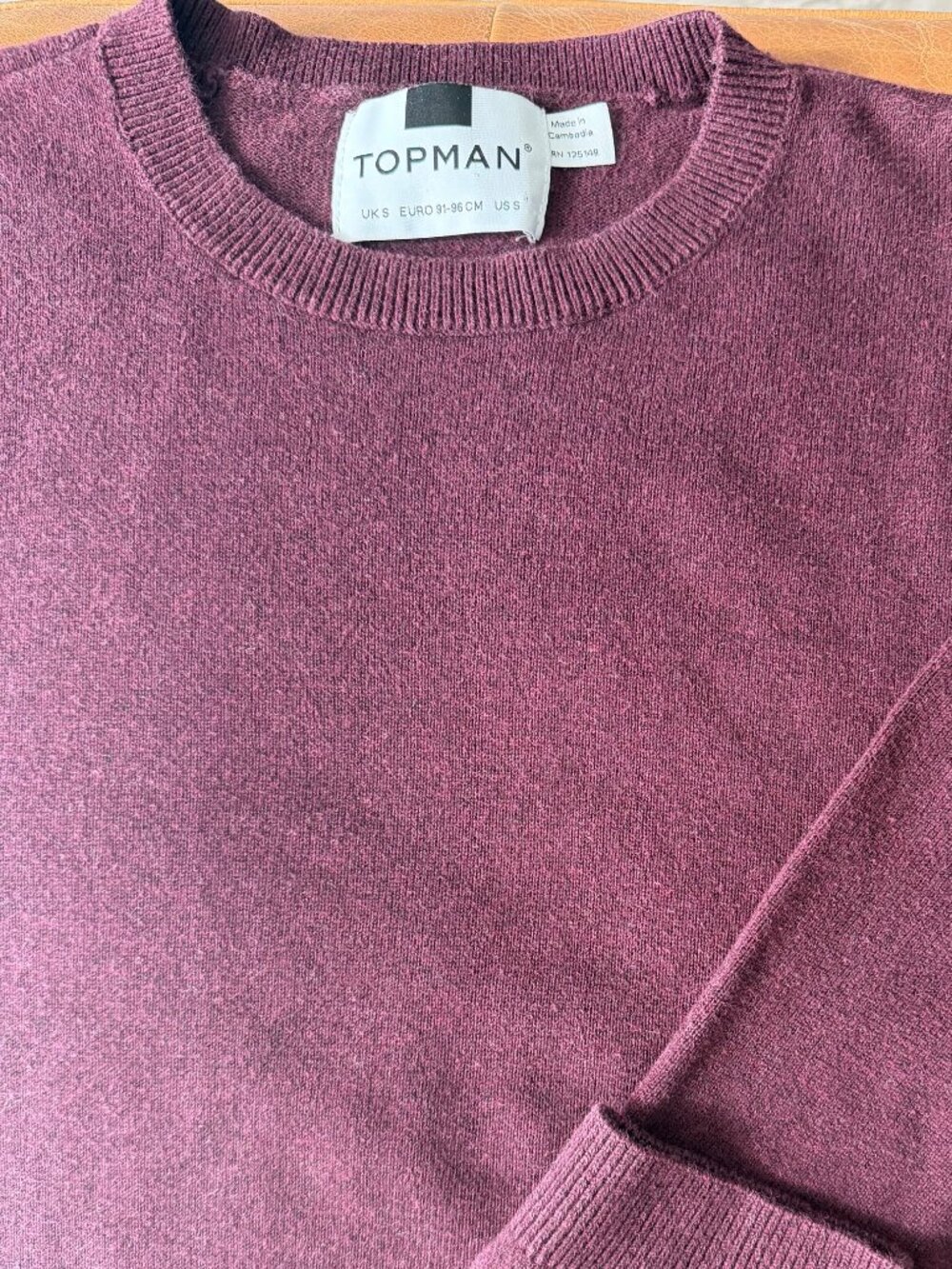 Topman knitted crewneck in burgundy